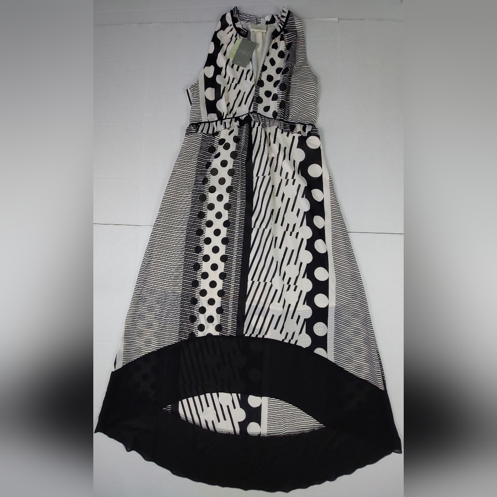 Maeve Anthropologie Dress Womens 12 Black White Motif Polka Dots NWT $168.00